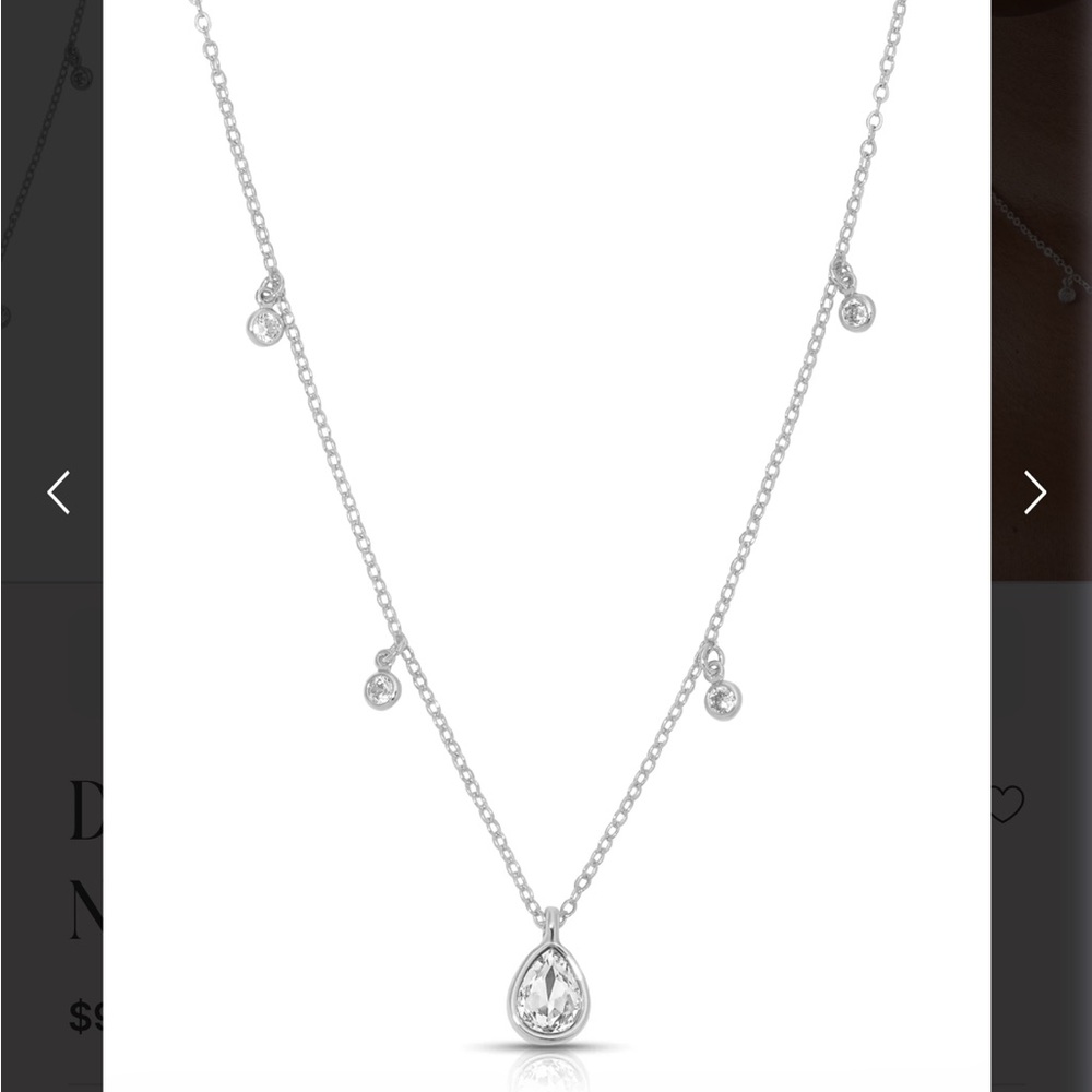Ettika Silver Teardrop Dripping and Mini Crystal Station Necklace NEW - Picture 4 of 7